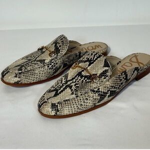 Sam Edelman Linnie Mule Loafer with Hardware Women’s 7.5 Snakeskin Black White